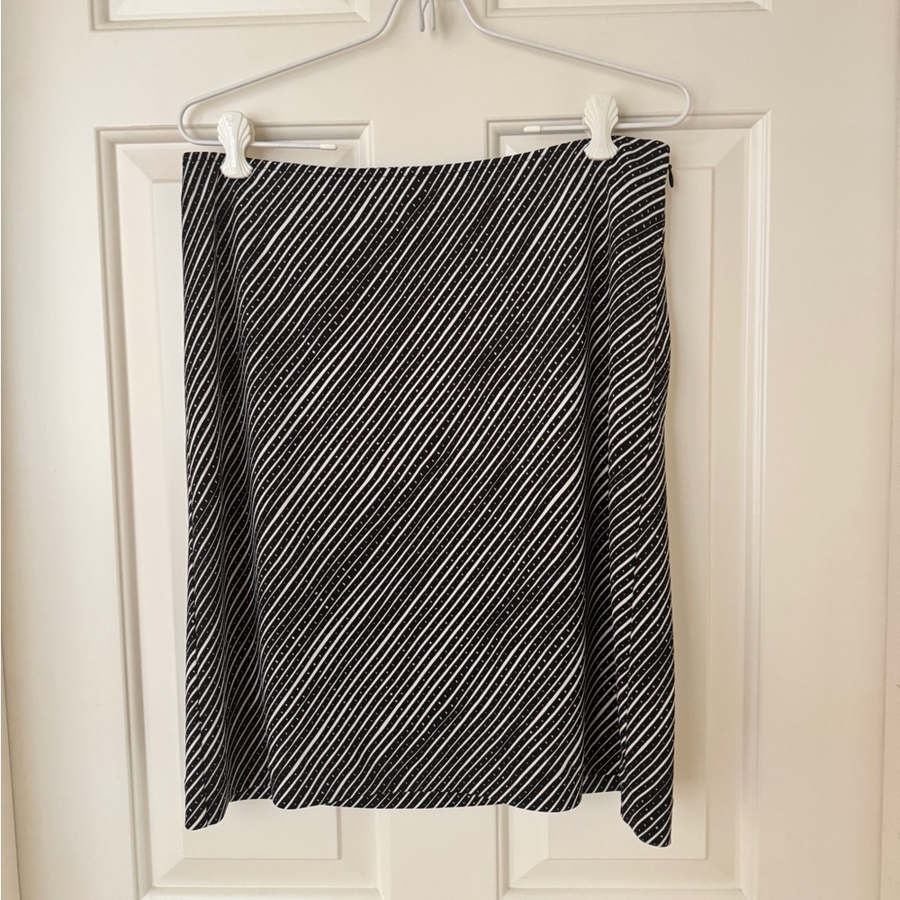 Tahari Black & White Autumn Midi Knee-Length Skirt